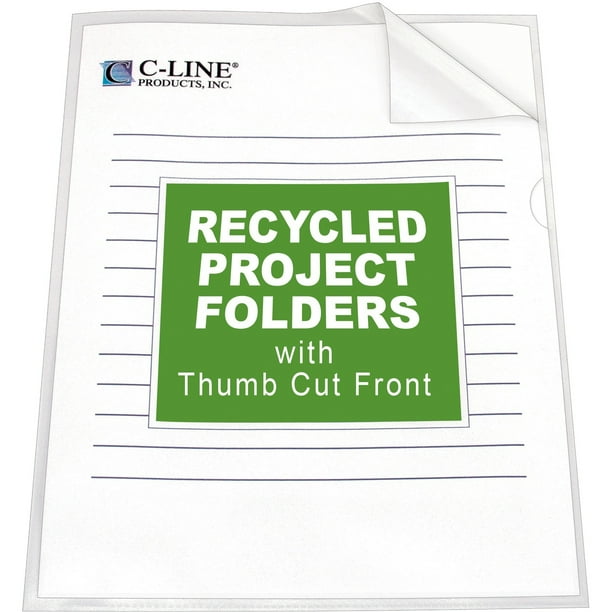 CLine Project Folders, Jacket, Letter, Poly, Clear, 25/Box Walmart