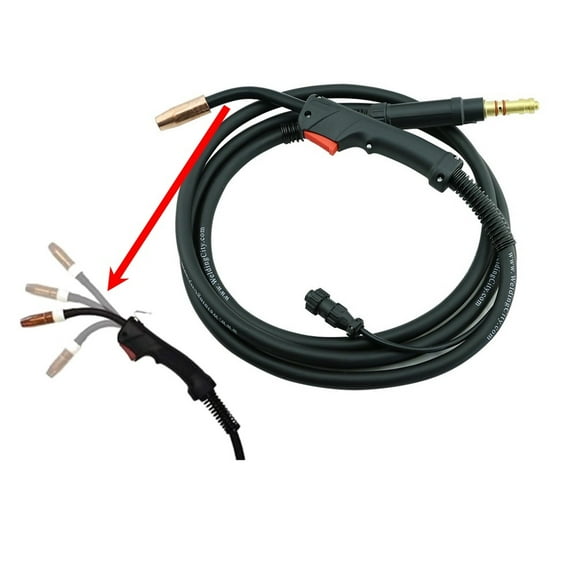 WeldingCity 100-amp 10-ft Air Cooled FLEXIBLE HEAD MIG Welding Gun Torch Stinger Replacement for Lincoln Magnum 100L (K530-6 Amphenol Terminals)