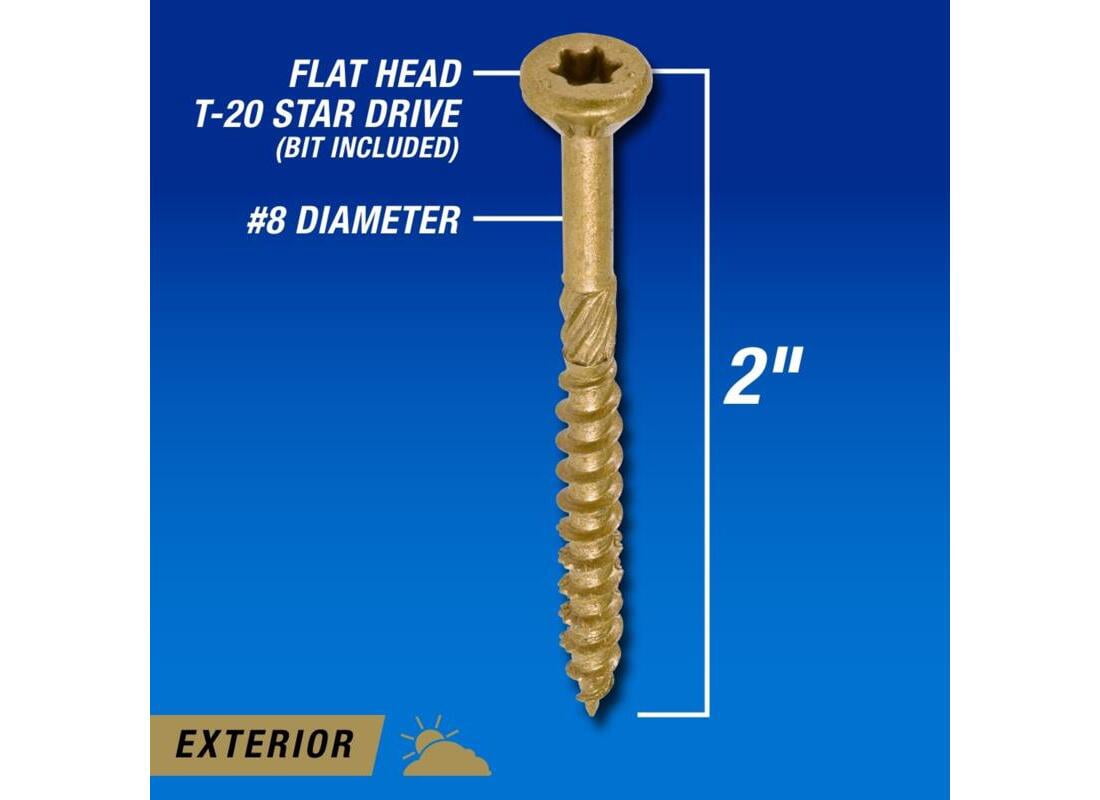 Hillman Fasteners 195996 2 in. x 8 Power Pro Ceramic Exterior Screws - Bronze, 5 lbs