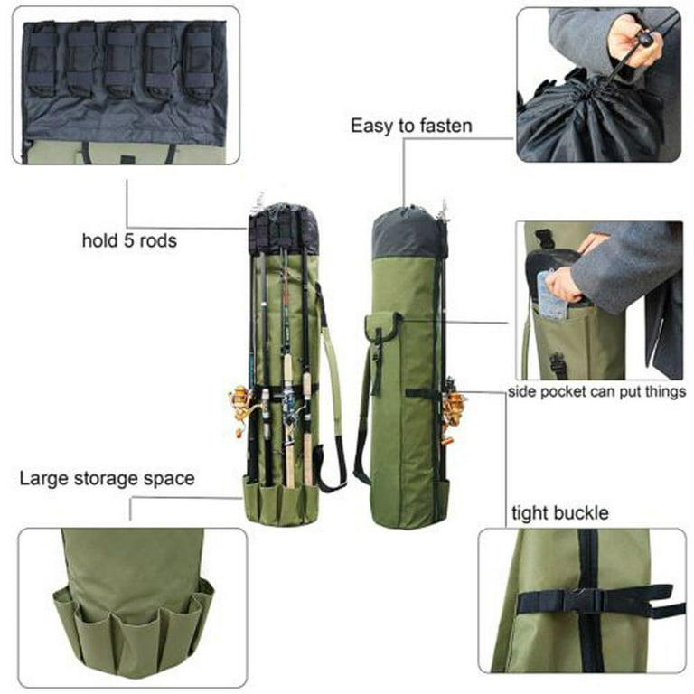 HUNTVP Fishing Rod Reel Case Bag Organizer Travel Carry Case Carrier Holder Pole Tools Storage Bags