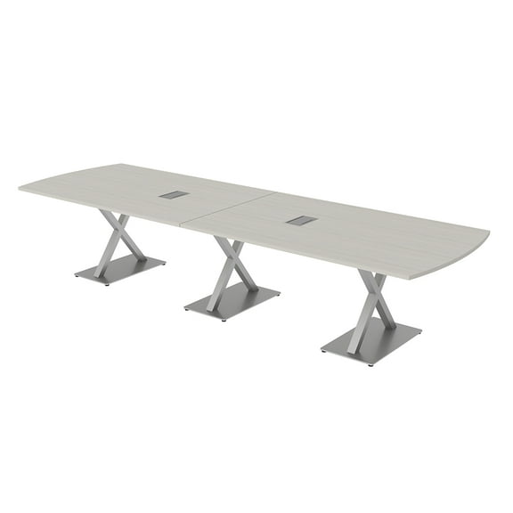 12' Modular Arc Rectangle Conference Table Electric Units And X Bases