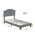 thumbnail image 6 of Shininglove Kids Twin Size Bed Frame, Upholstered Platform withTufted Headboard, Mattress Foundation with Metal Wood Slat Support, Grey, 6 of 6