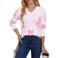 thumbnail image 4 of Vividaire Women's Fall Sweaters Casual Floral Knit Long Sleeve Pullover Tops, 4 of 7