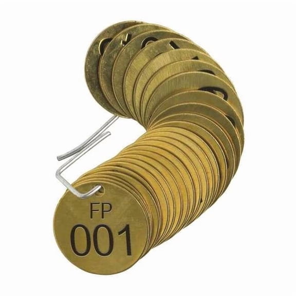 Brady Numbered Tag,Brass,1 1/2in W,PK25 23667
