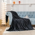 thumbnail image 4 of RUIKASI Fleece Black Blanket Throw - Fluffy Throw Size Blanket for Sofa, Small Warm Travel Blanket Sofa, Office, 50x60 Inches, 4 of 9