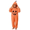 thumbnail image 5 of Miqool Boys Girls Halloween Onesie Pajamas Pumpkin Graphic Full Zip Long Sleeve Hooded Jumpsuits Flannel Fleece Loungewear with Pockets, 5 of 7