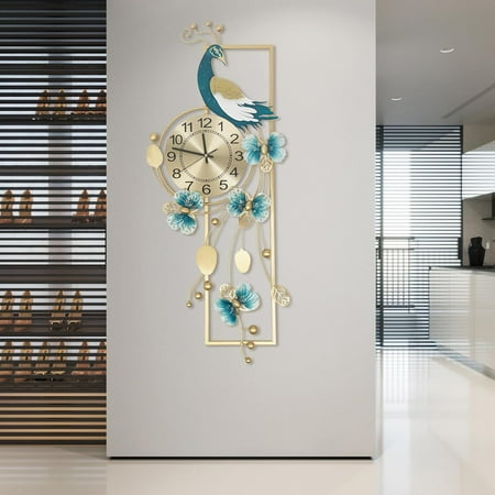 Large Peacock Wall Clock Luxury Creative Peacock Clock with a Silent Quartz Movement Modern Wall-Mounted Art Decorative Wall Clocks for Home, Office, Dining Room, Hotel (Style3)