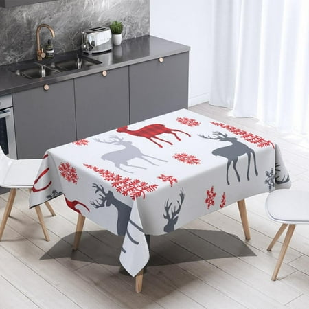

Autmor Christmas Floral Print Tablecloth Waterproof Rectangular Holiday Tablecloth for Kitchen Dining Room Party