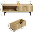 thumbnail image 2 of GAOMON 42.5" Fluted Coffee Table with Drawer and Open Shelf, Mid-Century Modern Center Table, Rectangle Living Room Table with Storage, Wood Grain Finish, Metal Frame, 2 of 7