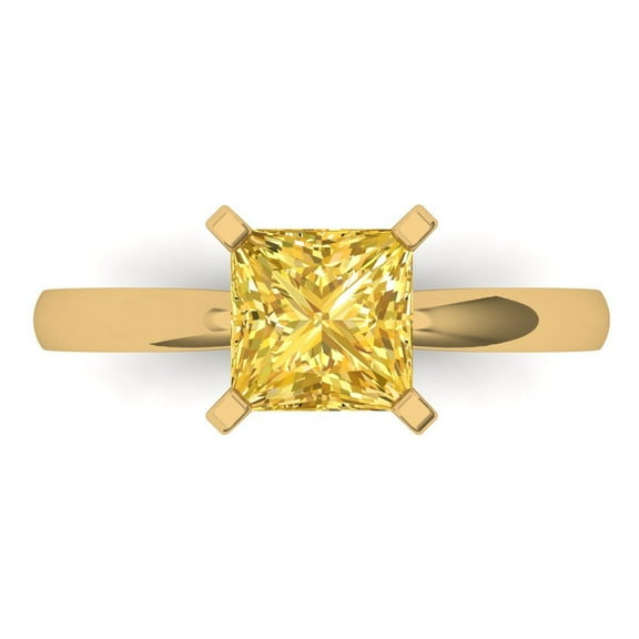 Solitaire Engagement Ring for Women - 1.5ct Natural Citrine in 14K Yellow Gold Promise Ring