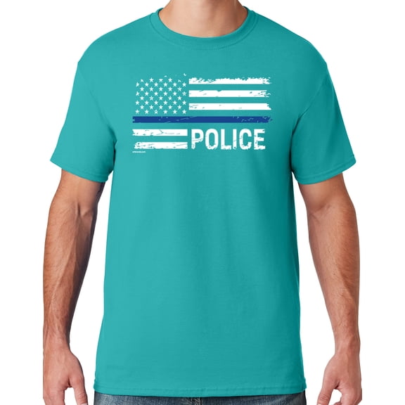 Buy Cool Shirts Mens Police Thin Blue Line T-shirt, 5XL Jade