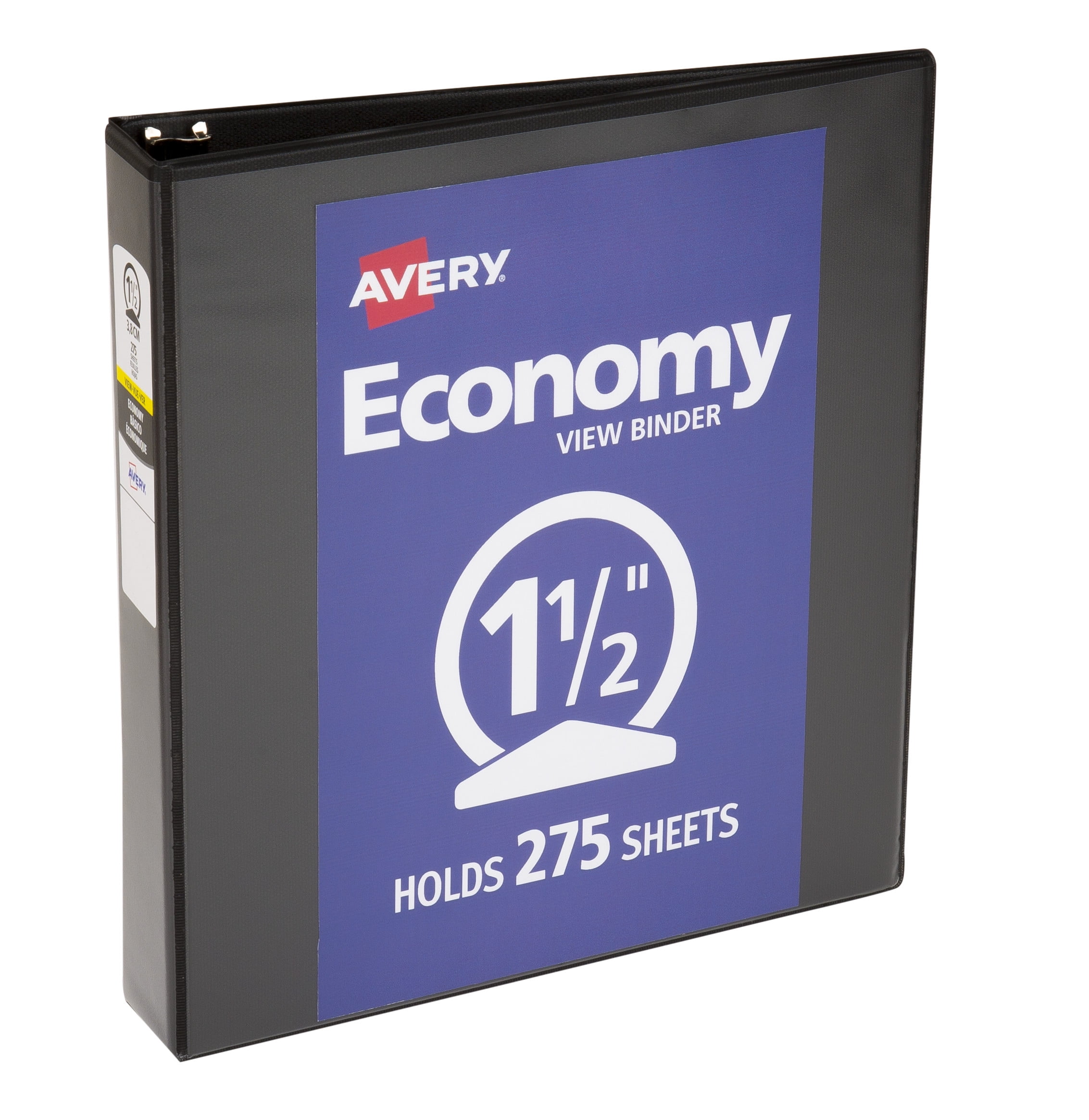 Avery Economy View 3 Ring Binder, 1.5' Round Rings, 1 Black Binder
