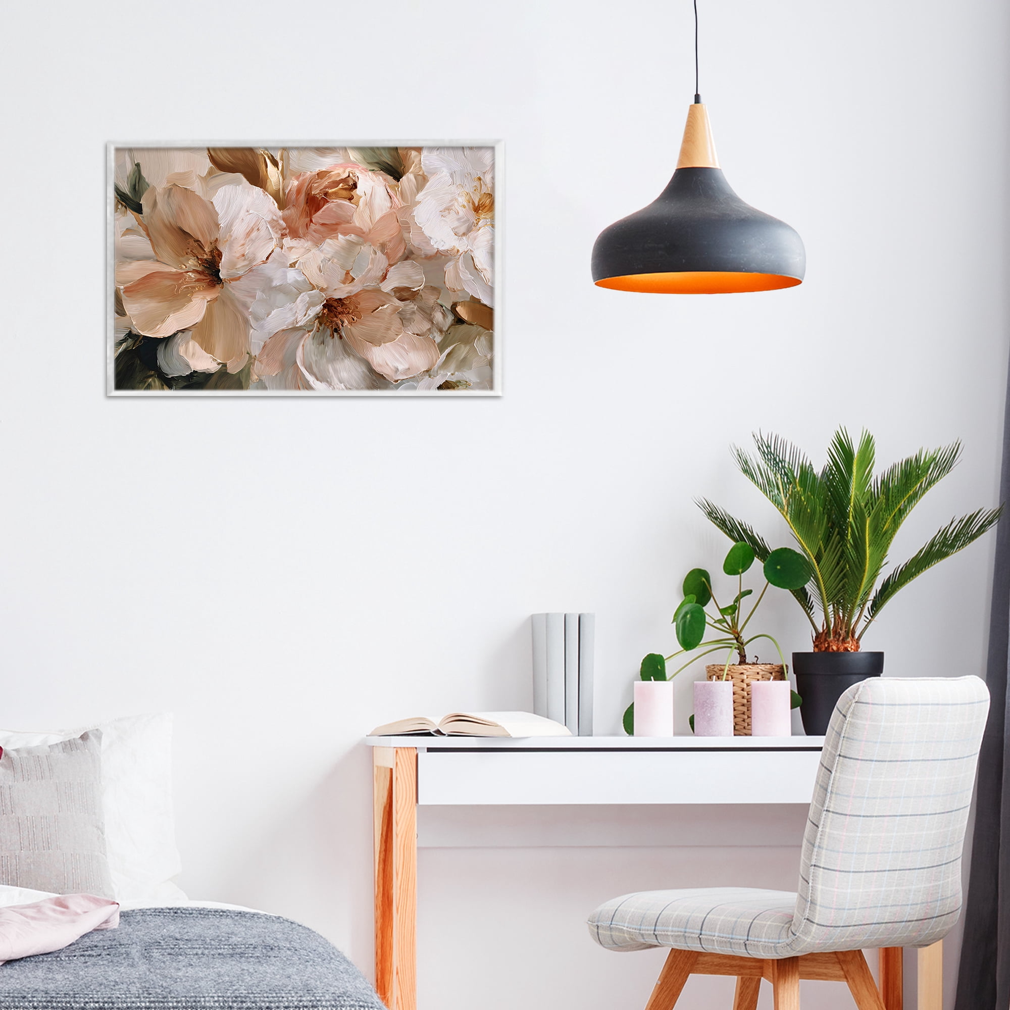 Stupell Industries Pink Brushstroke Petals White Framed Giclee Art, design by Jacky Ngan