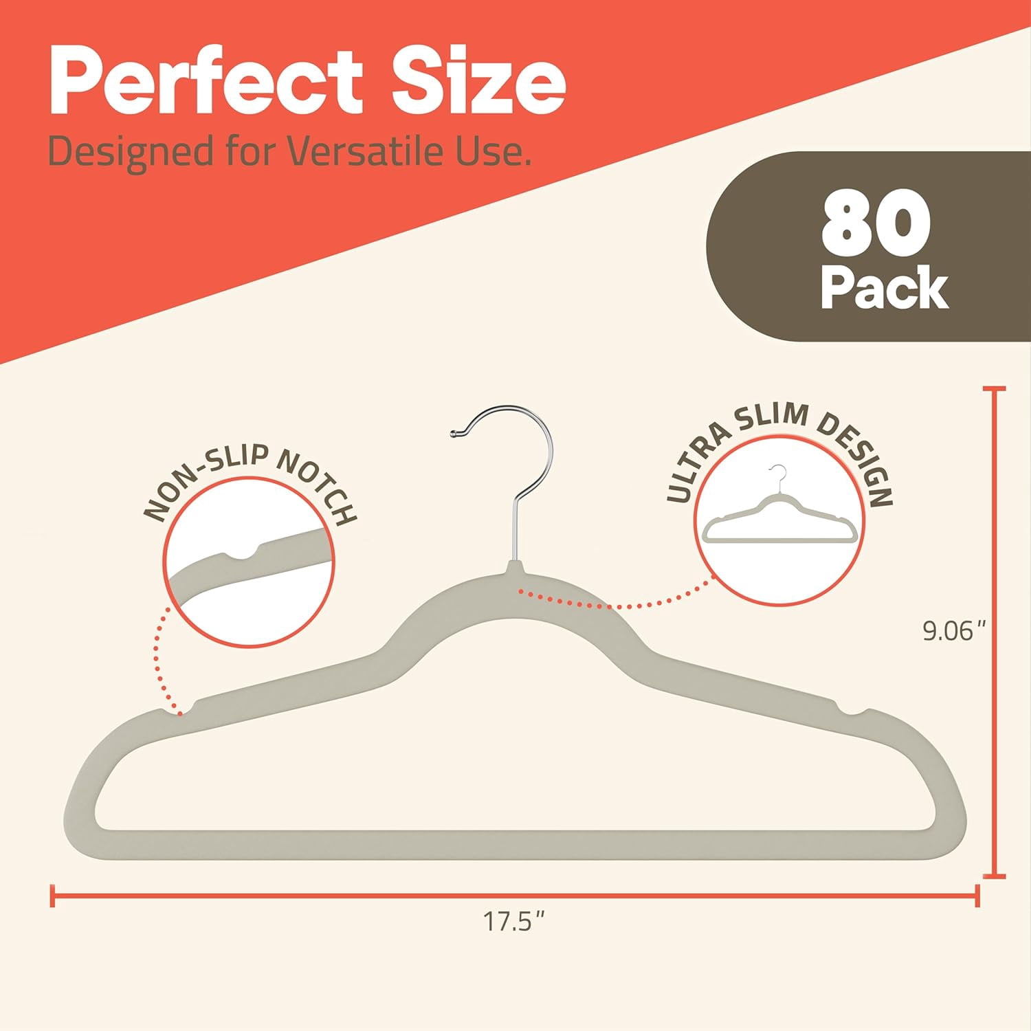 Ivory Velvet Hangers 80 Pack – Heavy-Duty 11 lbs Capacity, 360° Swivel Hook, Non-Slip & Space-Saving Design – Smooth Velvet Finish for Crease-Free Clothes & Effortless Closet Organization