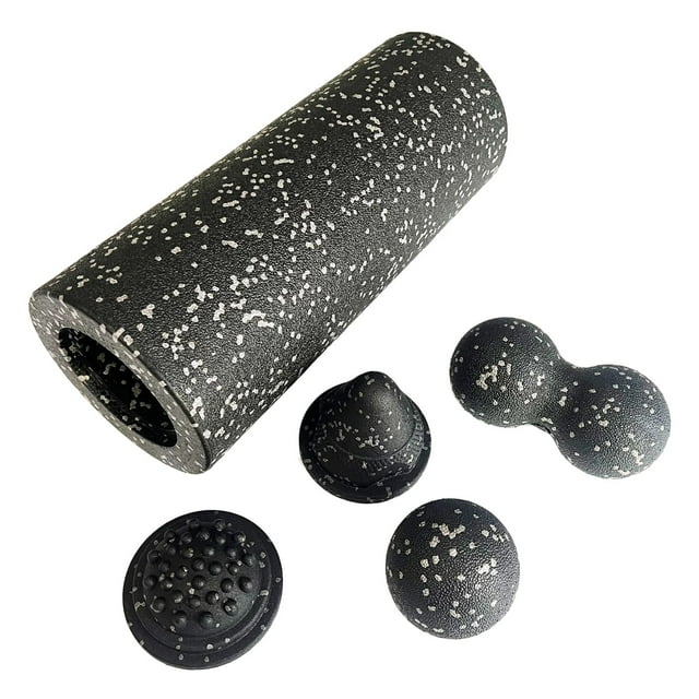 Lipstore Foam Roller Set Equipment High Density Starter Kit for Leg Pilates black grey