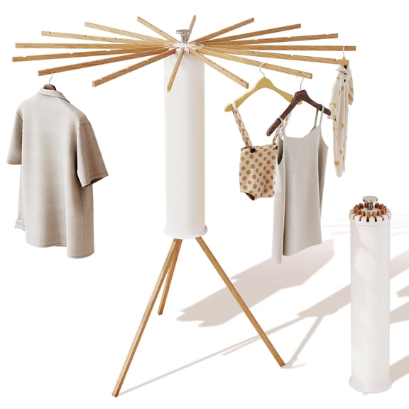 ZAYESUHUA Tripod Clothes Drying Rack, Garment Rack Portable and Foldable Space Saving Laundry Drying Rack