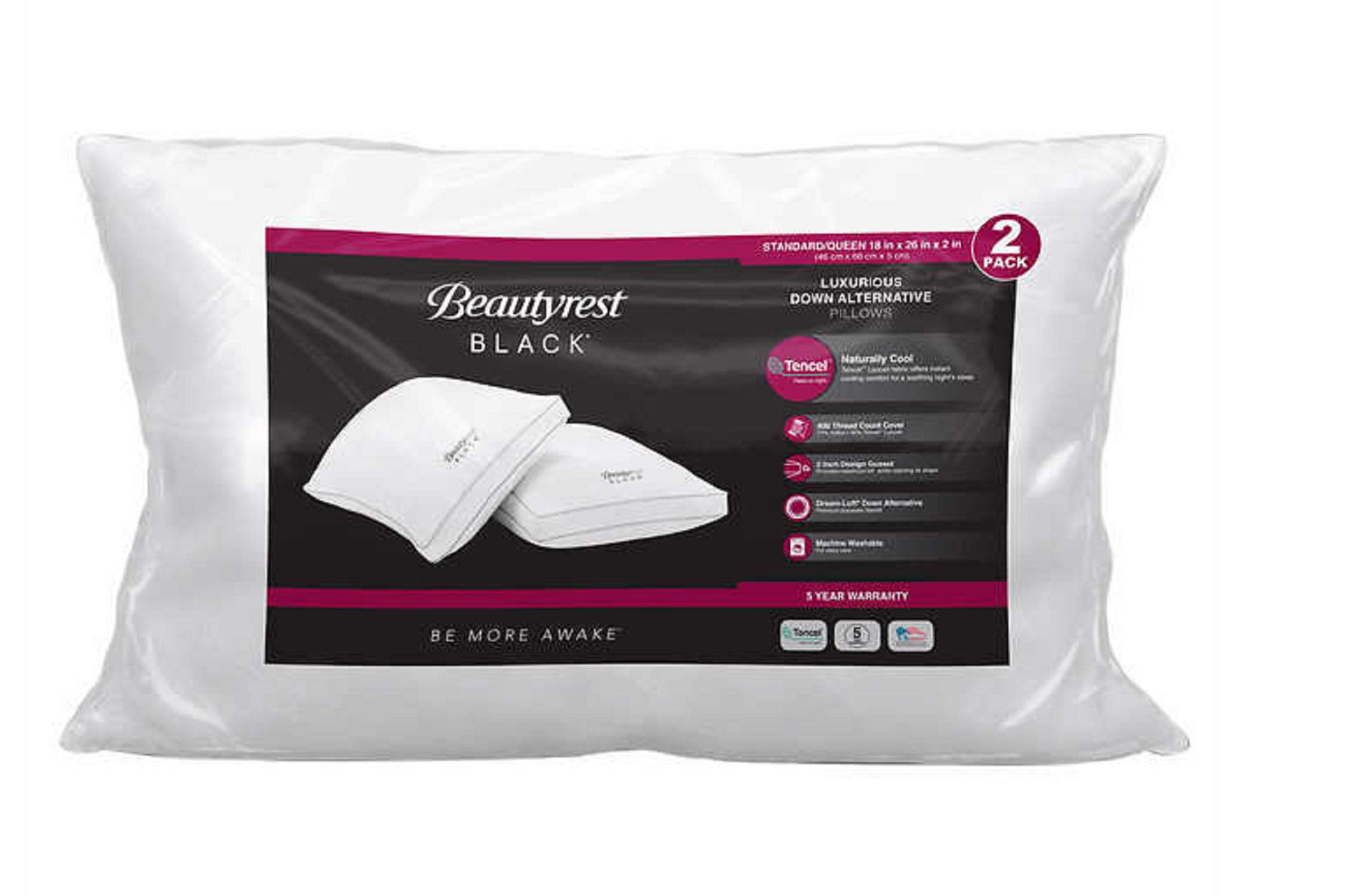 BEAUTYREST PILLOW LUXERY BLACK ICE PRESSURE RELIEVING COOLING QUEEN ALL SLEEPERS 