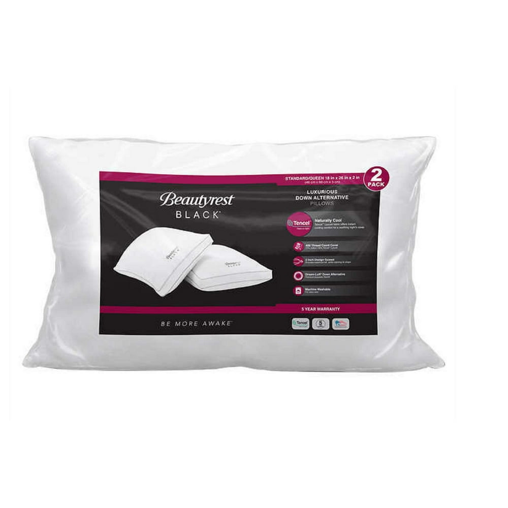 Beautyrest Black Pillows, 2-Pack Standard Queen - Walmart.com - Walmart.com