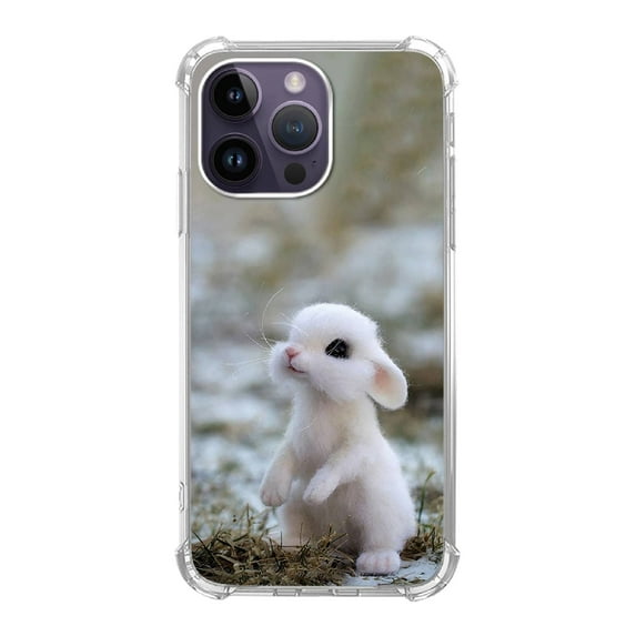 Cute Bunny Case Compatible with iPhone 14 Pro Max,Unique Art Design TPU Shock-proof Full Cover