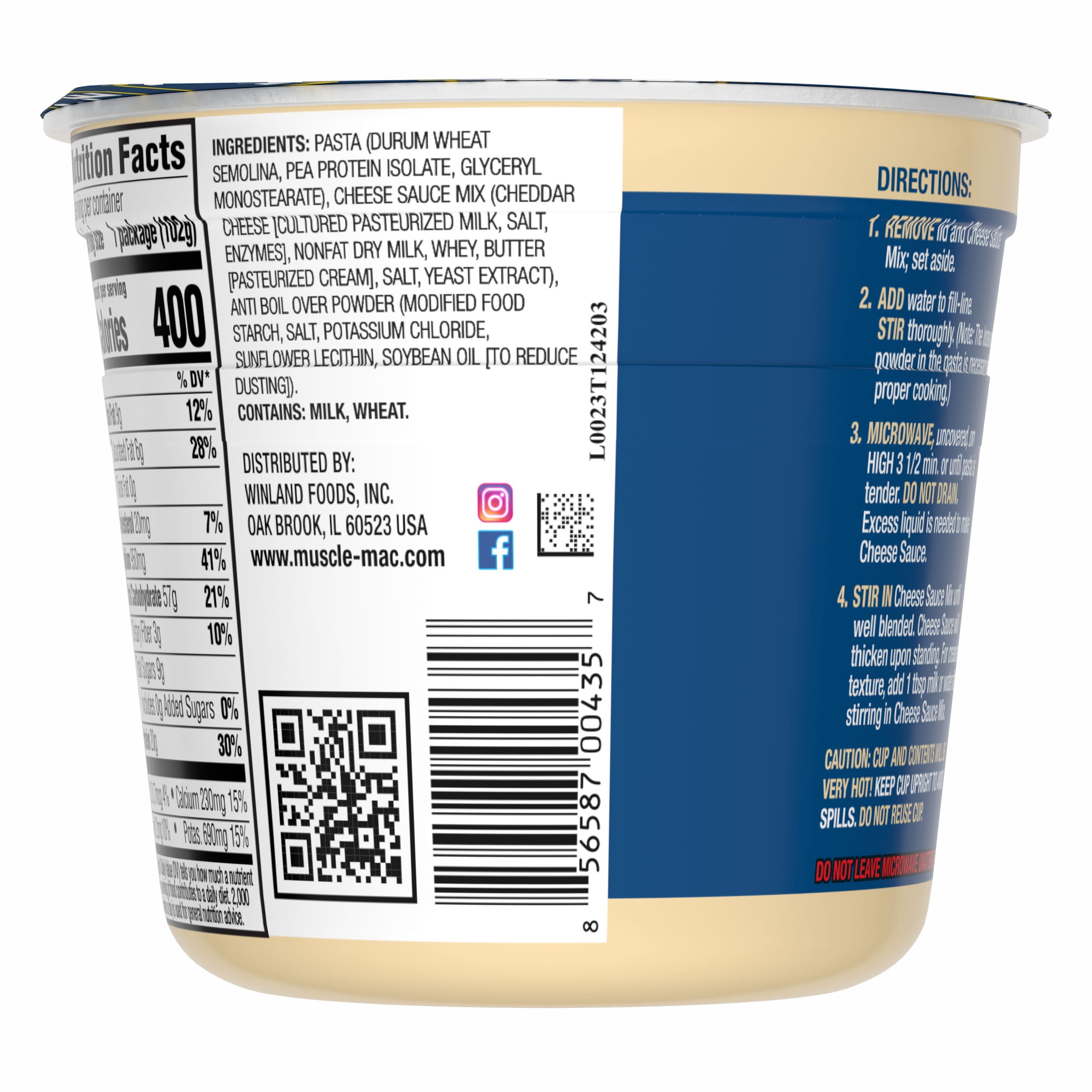 (5 pack) Muscle Mac Microwavable Macaroni & Cheese Cups - Aged Sharp White Cheddar Cheese - Made With Real Cheese & Butter (Updated Formula) - Vegetarian-Friendly Pea Protein - 3.6 oz