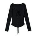 thumbnail image 2 of Ailaofu Women's Long Sleeve Cardigan Sweater V Neck Bow Tie Front Lightweight Shrug Sweater, 2 of 5