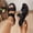 Black, variant on Women's Chunky Block Heel Sandals - Open Toe Slip-On Ankle Strap Slides, for Casual & Evening Wear Beige 7(39)