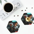 thumbnail image 5 of Fuzoiu Futuristic Robot Hummingbird Print Leather Coasters Set,Drink Coasters Set of 6,for Tabletop Protection, Durable PVC Coasters,Home Décor and Housewarming Gift,Hexagon, 5 of 7