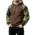 thumbnail image 5 of Men's Pullover Hoodie with Camouflage Print Raglan Sleeves and Adjustable Drawstring Hood Casual Fit Sweatshirt Top Light Brown 3XL, 5 of 5