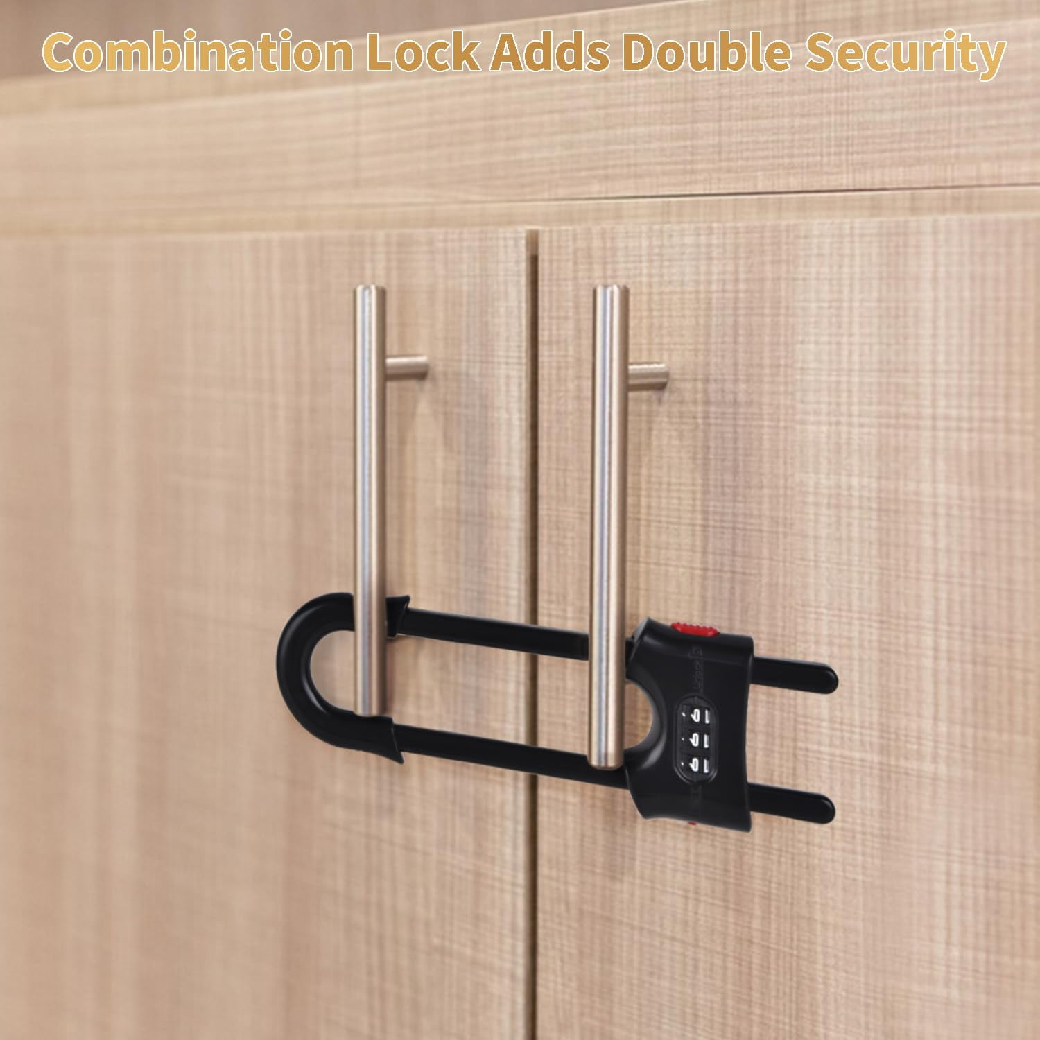 4 Pack U-Shaped Sliding Cabinet Locks Multifunctional Child Safety Lock Adjustable Baby Proof Clips for Home Cabinets Refrigerator Doors Cabinet Knobs and Window Handles (White)
