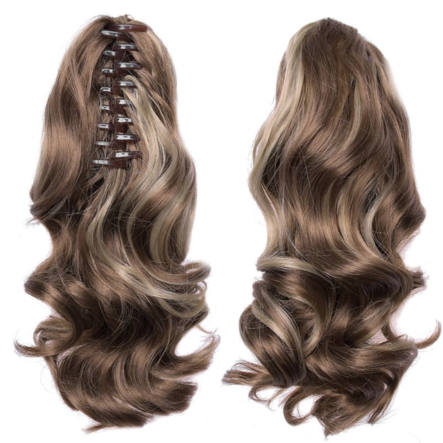 Extension de Cheveux Queue de Cheval Bouclée à Clipser pour Femmes, Perruque Longue Ondulée