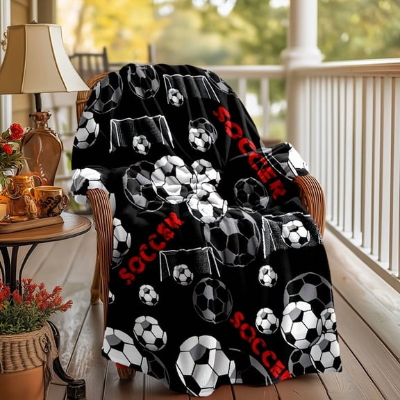 1pc Football Flannel Blanket For All Season, Cozy Warm Soft Blanket For Travelling
