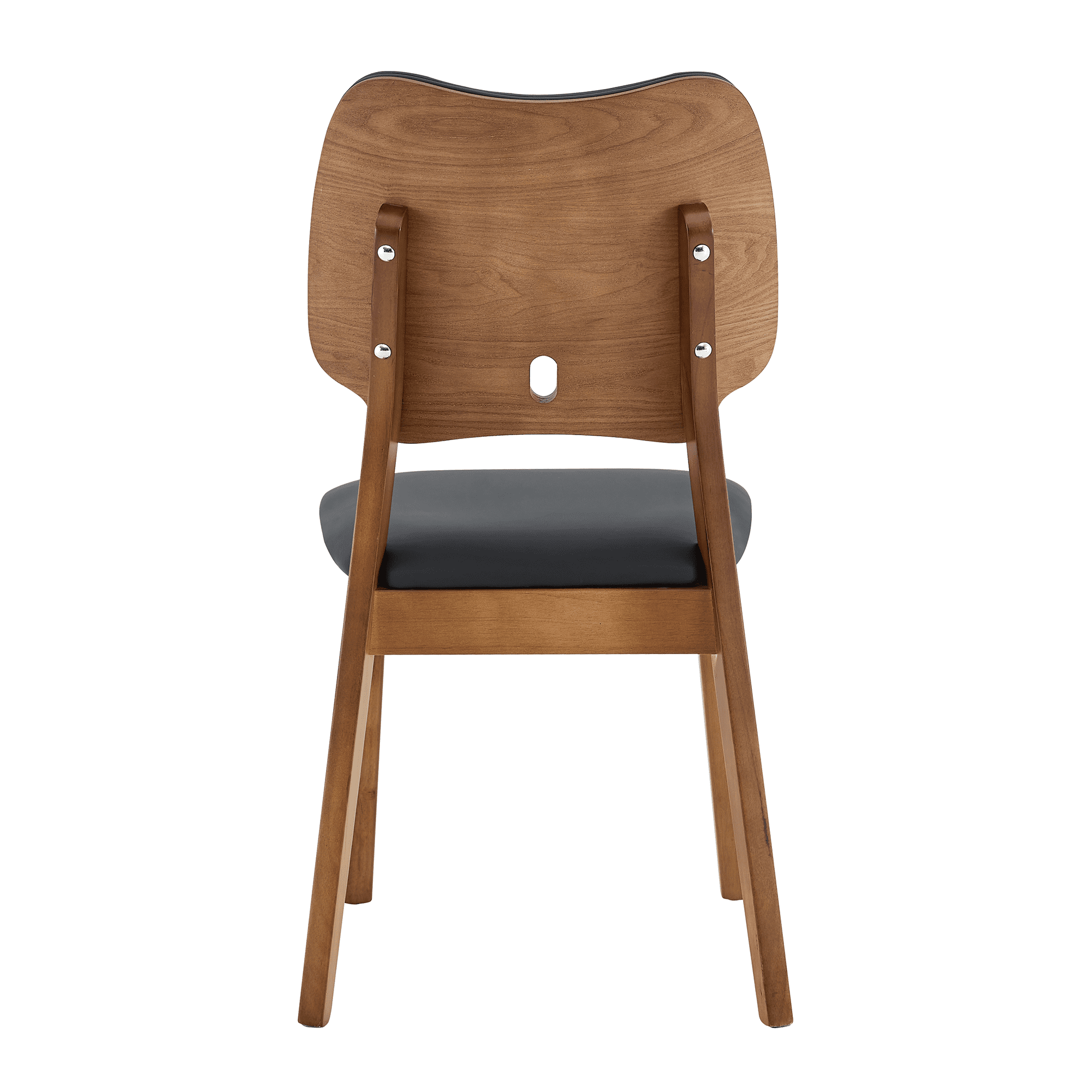 Leumius Dining Chairs Set of 2, Black PU Soft Packaging on the Backrest and Seat Cushion, Hollowed Out Backrests for Kitchen Dining Room