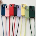 thumbnail image 2 of Luxuly Simple Card Bag Strap Cord Chain Phone Case For iPhone 14 13 12 11 Pro Max XR XS 8 7 Plus SE Necklace Lanyard Rope Cover RJ, 2 of 7