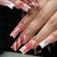 thumbnail image 1 of Uñas postizas GUAACCB largas cuadradas con copos de nieve, Navidad, 24 piezas, 1 of 7