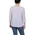 thumbnail image 3 of NY Collection Women's Petite 3/4 Sleeve Ringed Top with Mesh, 3 of 4