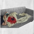 thumbnail image 6 of Vintage Woman Soft Flannel Fleece Throw Blanket, Retro Girl with Poppy Flower Style Hat and Nailpolish Doodle, Cozy Plush for Indoor and Outdoor Use, 50" x 60", Vermilion Dark Blue, by Ambesonne, 6 of 6