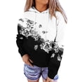 thumbnail image 1 of MPWEGNP Sweat à Capuche pour Femmes, Imprimé Patchwork, Manches Longues, Blouse Décontractée, Design Graphique, Blanc, 1 of 5