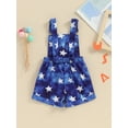 thumbnail image 6 of Suealasg Little Boys Girls 4th of July Jumpsuit 1T 2T 3T 4T 5T 6T Kids Sleeveless Star Print Spaghetti Strap Denim Romper Overalls Toddler Summer Independence Day Clothes, 6 of 9
