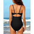 thumbnail image 3 of Charmo Womens Scalloped One Piece Bathing Suit Cutout Swimsuit Monokini, 3 of 7