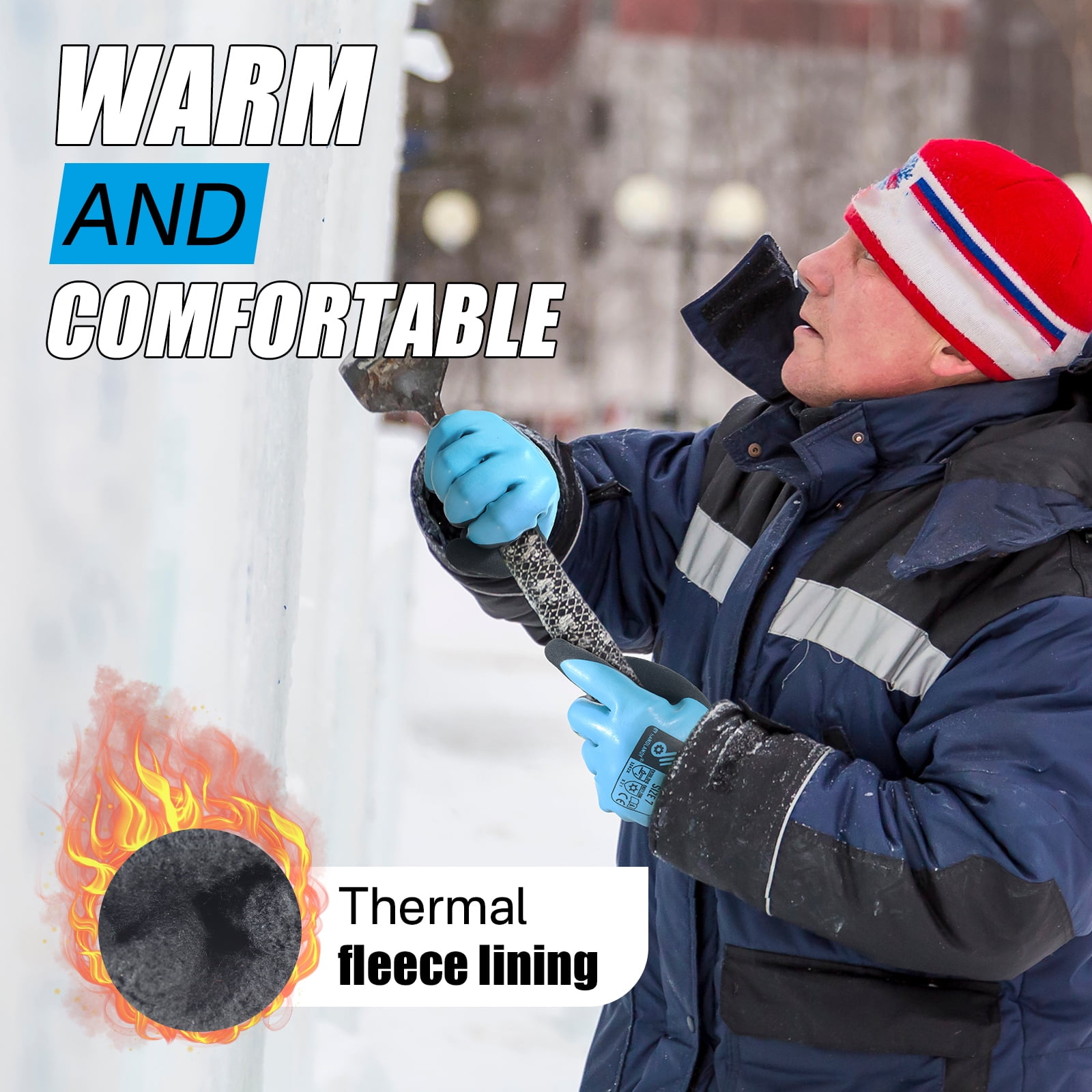 HANDLANDY Winter Water Resistant Work Gloves For Men, Padded Thermal Insulated Heavy Duty Impact Glove For Cold Weather (Black-insulated, M - View #11