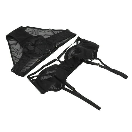 

Lingerie Set Women s Lace Bralette Set Push Up Ultra Thin Lace Embroidered Strap Bralette Set Black 80C