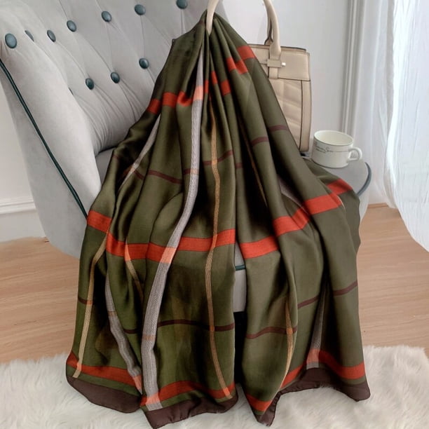 Bufanda de seda de diseño de lujo para mujer, chal estampado de playa, Foulard liso a la moda, Hijab femenino, 2023 qiuyongming unisex
