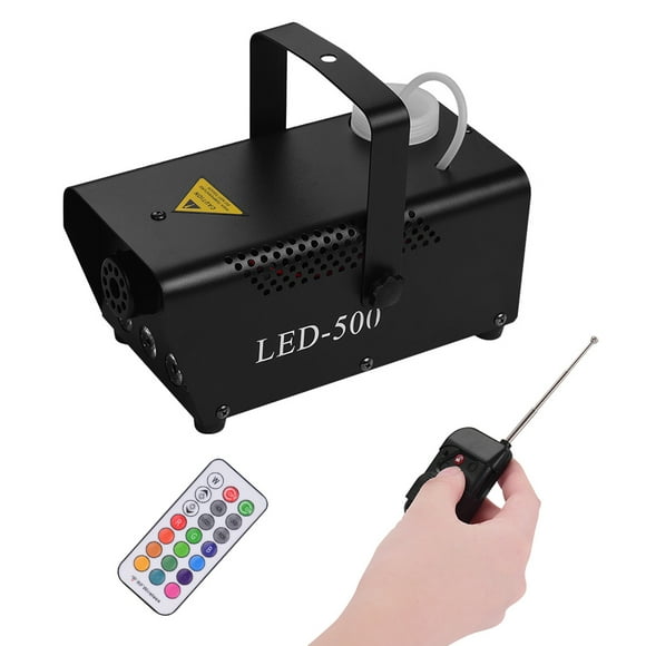Portable 500W Fogger Wired and Wireless Remote Control Fog Smoke Machine with 12 Colors Selection RGB LED Lights Dual Switches for Stage Performing Wedding Live Concert Party DJ Bar