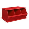 Badger Basket Children's 3-Bin Stackable Wooden Storage Cubby 5.2 Cu ft.- Red