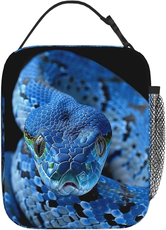 Snake Lunch Box Cool Blue Snake Lunch Bag Insulated Reusable Portable Lunch Tote Cooler Bag for Women Men Teens , Office Work Travel Lunchbox