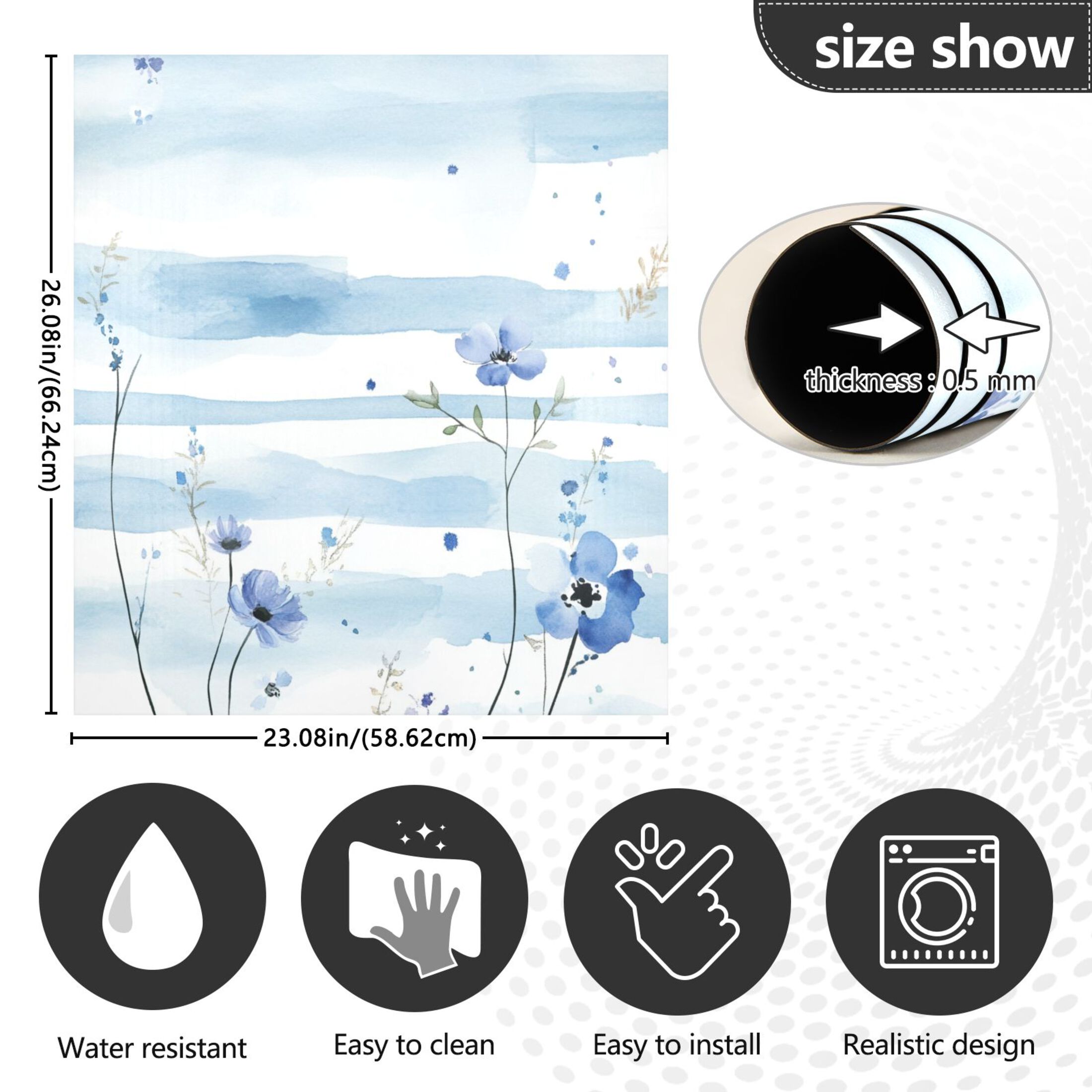 Dishwasher Magnetic Sticker 23x26 Inch Refrigerator Magnetic Sticker Washing Machine Magnetic Sticker Kitchen Panel Magnetic Sticker Home Decor Beautiful Blue Cartoon Flower