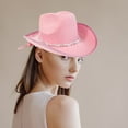 thumbnail image 5 of COMEET Cowboy Hat, Stripe of Rhinestones Hat for Woman Girls Breathable Hat with Adjustable Chin Rope Hat, 5 of 10