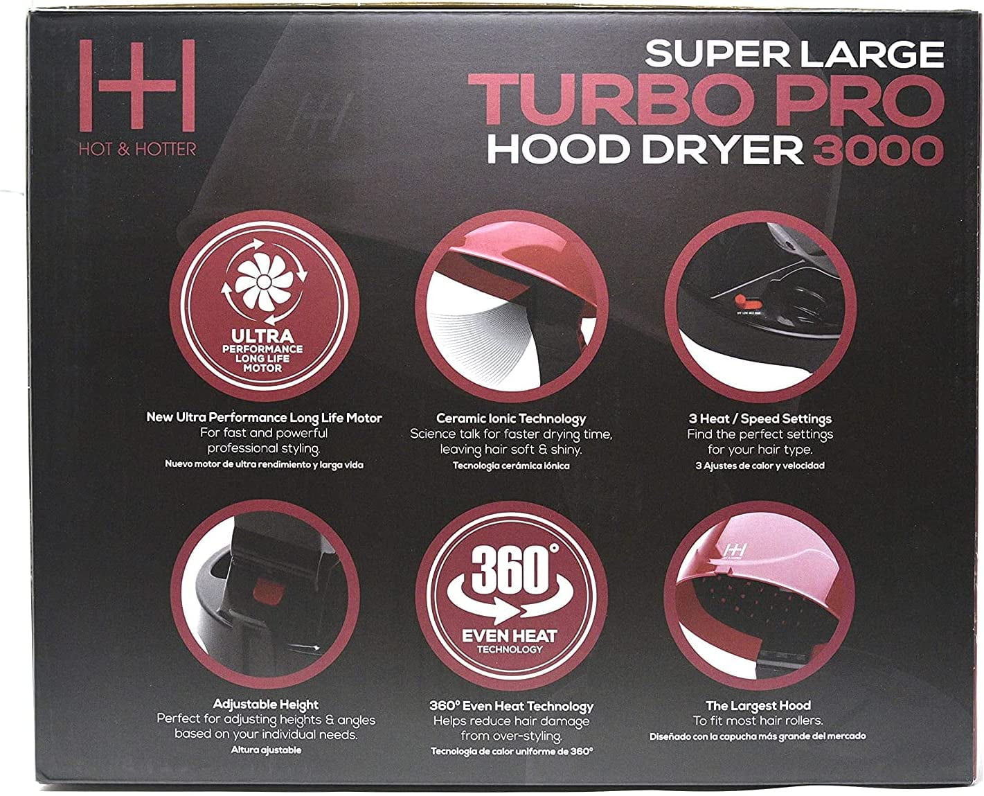 Hot Hotter Super Large Turbo Pro Hood Dryer 3000