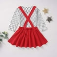 thumbnail image 6 of Younger Tree Toddler Baby Girl Valentine's Day Clothes Outfit Long Sleeve Dot Heart Shirt Top Suspender Strap Red Skirts Set for 2-3T, 6 of 6