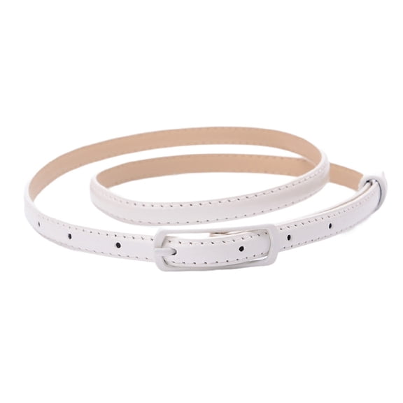 SWSMCLT Women's Skinny Belt For Dress Buckle Belt Faux Leather Basic Cute Casual Fall Fashion Adjustable Belts White X-Small-Large